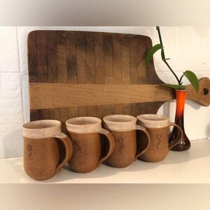 Superbe Ensemble 4 tasses vintage en grès.